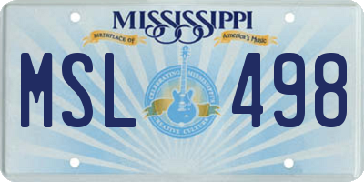 MS license plate MSL498