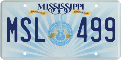 MS license plate MSL499