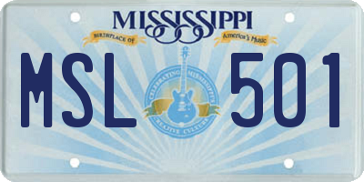 MS license plate MSL501