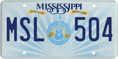 MS license plate MSL504