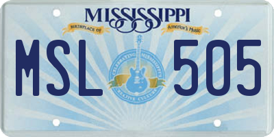 MS license plate MSL505