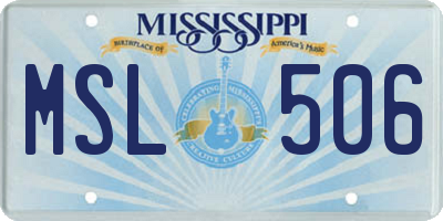 MS license plate MSL506