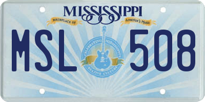 MS license plate MSL508