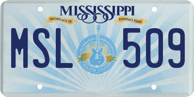 MS license plate MSL509
