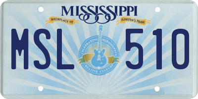 MS license plate MSL510