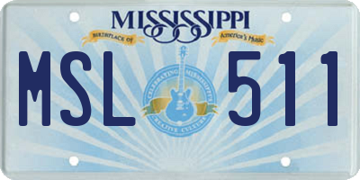 MS license plate MSL511