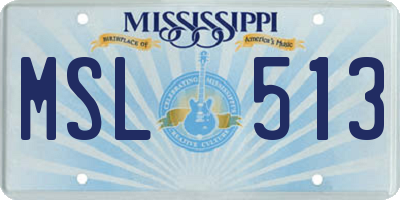 MS license plate MSL513