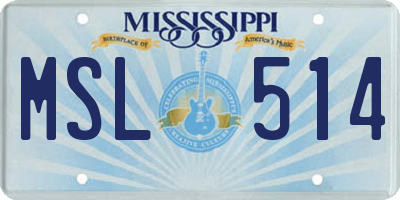 MS license plate MSL514