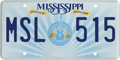 MS license plate MSL515