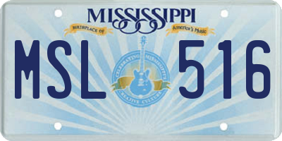MS license plate MSL516