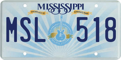 MS license plate MSL518