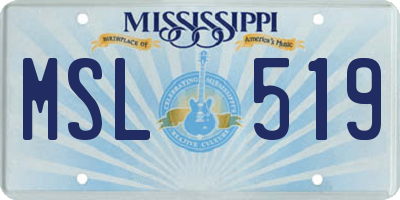 MS license plate MSL519