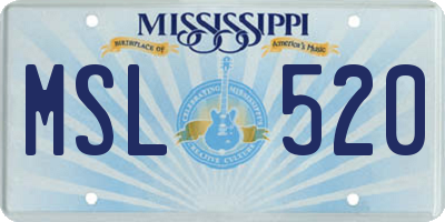 MS license plate MSL520