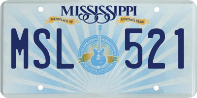 MS license plate MSL521