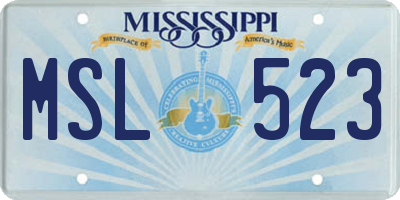 MS license plate MSL523