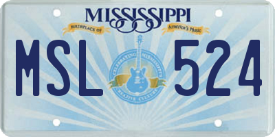 MS license plate MSL524