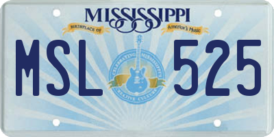 MS license plate MSL525