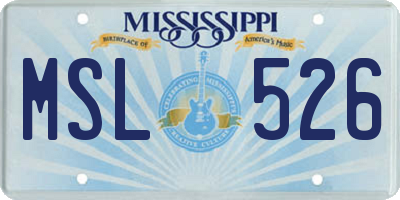MS license plate MSL526