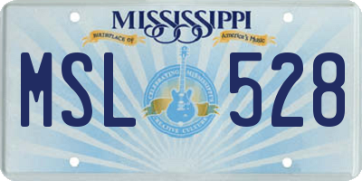 MS license plate MSL528
