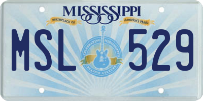 MS license plate MSL529