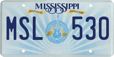 MS license plate MSL530