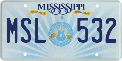 MS license plate MSL532