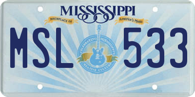 MS license plate MSL533