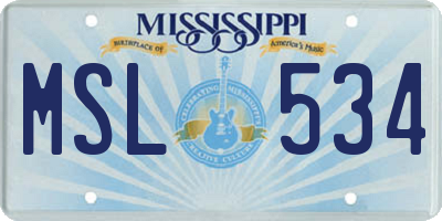 MS license plate MSL534