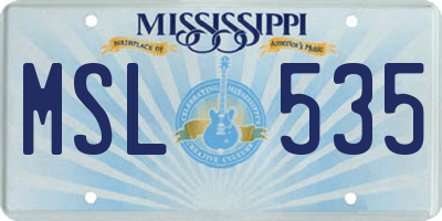 MS license plate MSL535