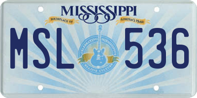 MS license plate MSL536