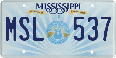 MS license plate MSL537