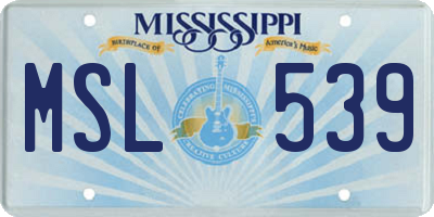 MS license plate MSL539