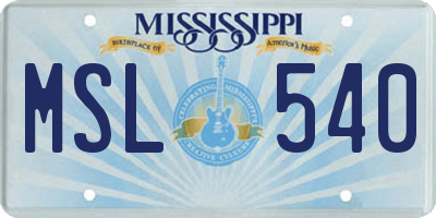 MS license plate MSL540