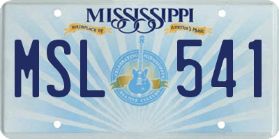 MS license plate MSL541