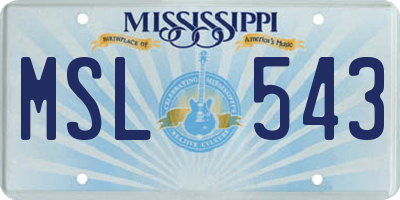 MS license plate MSL543