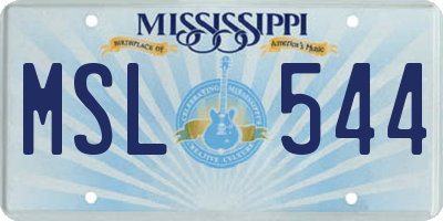 MS license plate MSL544