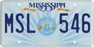 MS license plate MSL546