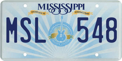 MS license plate MSL548