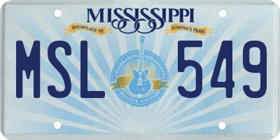 MS license plate MSL549