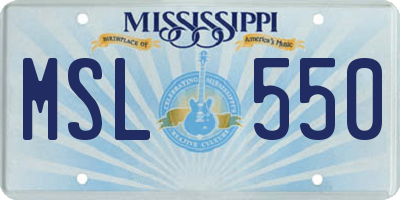 MS license plate MSL550