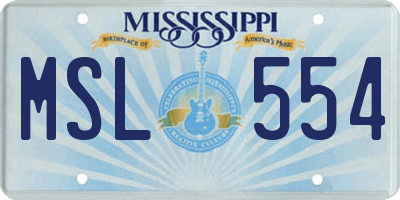 MS license plate MSL554