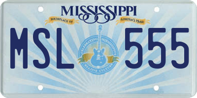 MS license plate MSL555