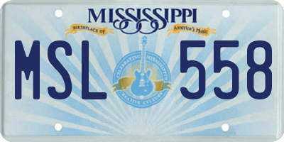 MS license plate MSL558