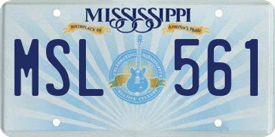MS license plate MSL561