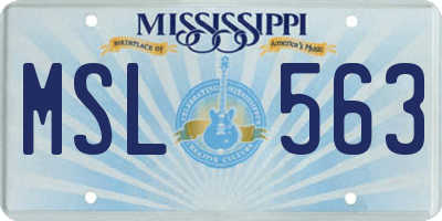 MS license plate MSL563