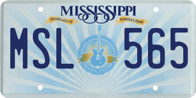 MS license plate MSL565