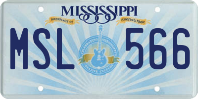 MS license plate MSL566