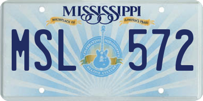 MS license plate MSL572
