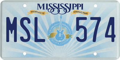 MS license plate MSL574