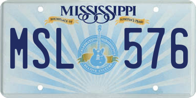 MS license plate MSL576